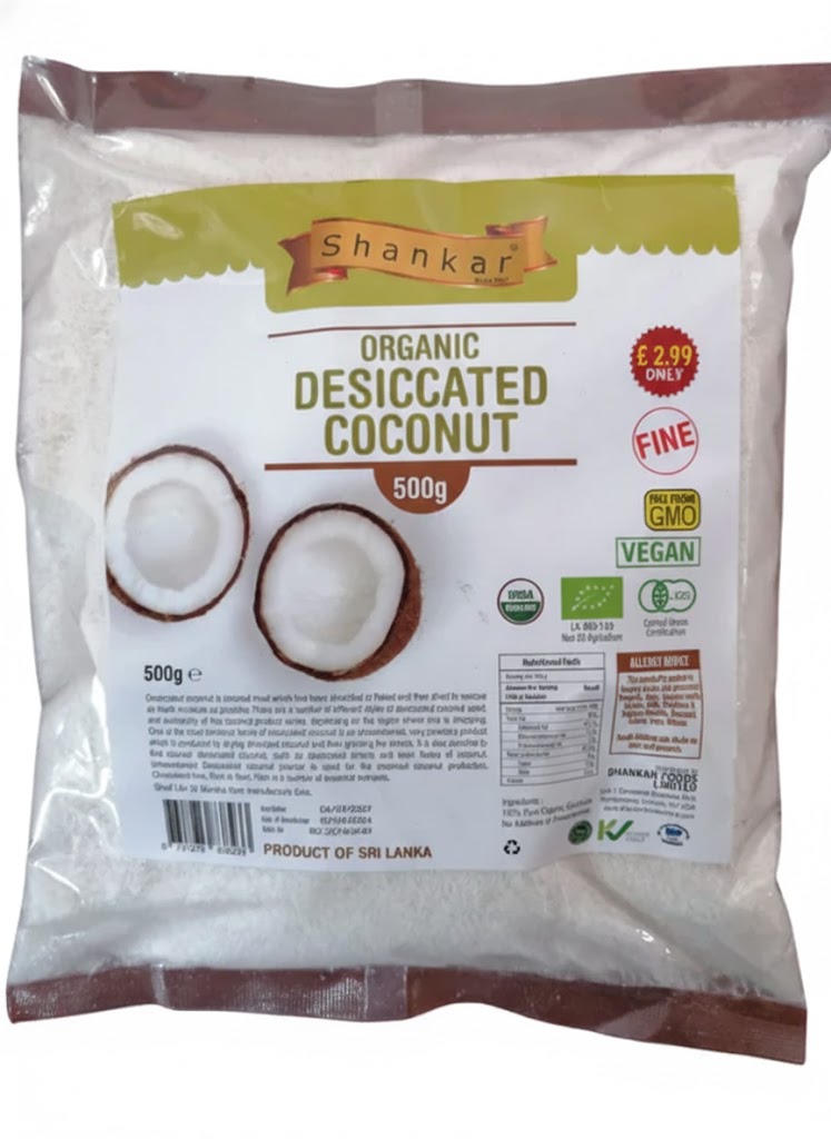SHANKAR ORGANIC DESICCATED COCONUT 1KG